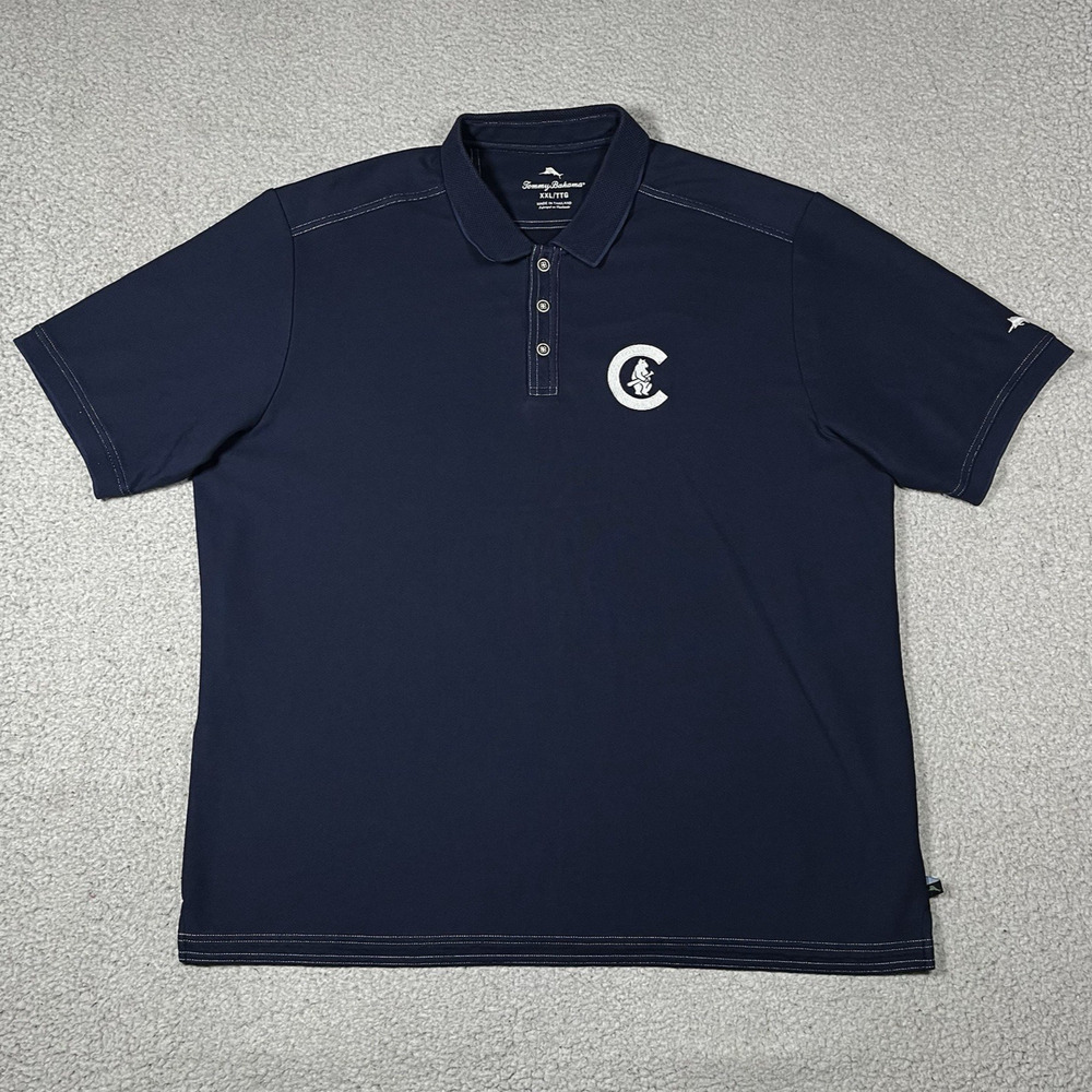 Tommy Bahama Polo Shirt Mens 2XL Blue Supima Cotton Chicago Cubs MLB Baseball